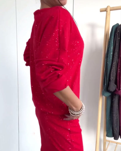 Glittering Round Neck Fashion Dress